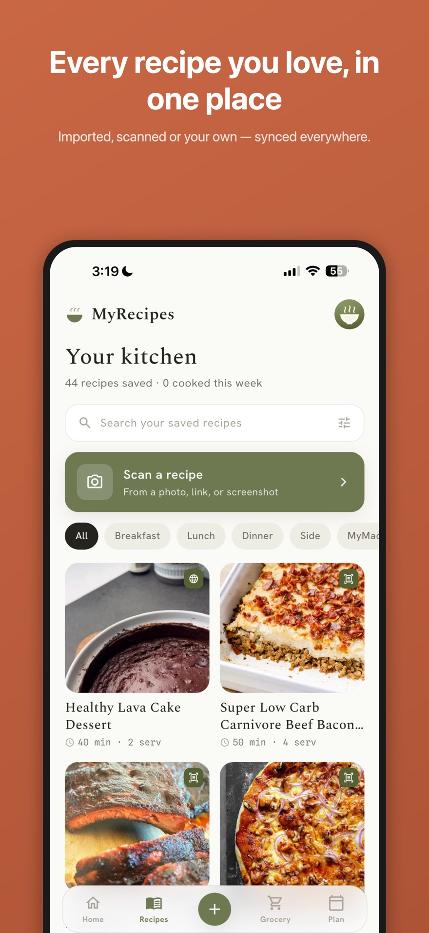 MyRecipes — your saved recipe library